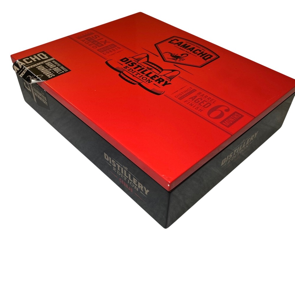 Camacho Distillery Edition Corojo Empty Wooden Cigar Box‎ Red Black Toro 8.5"